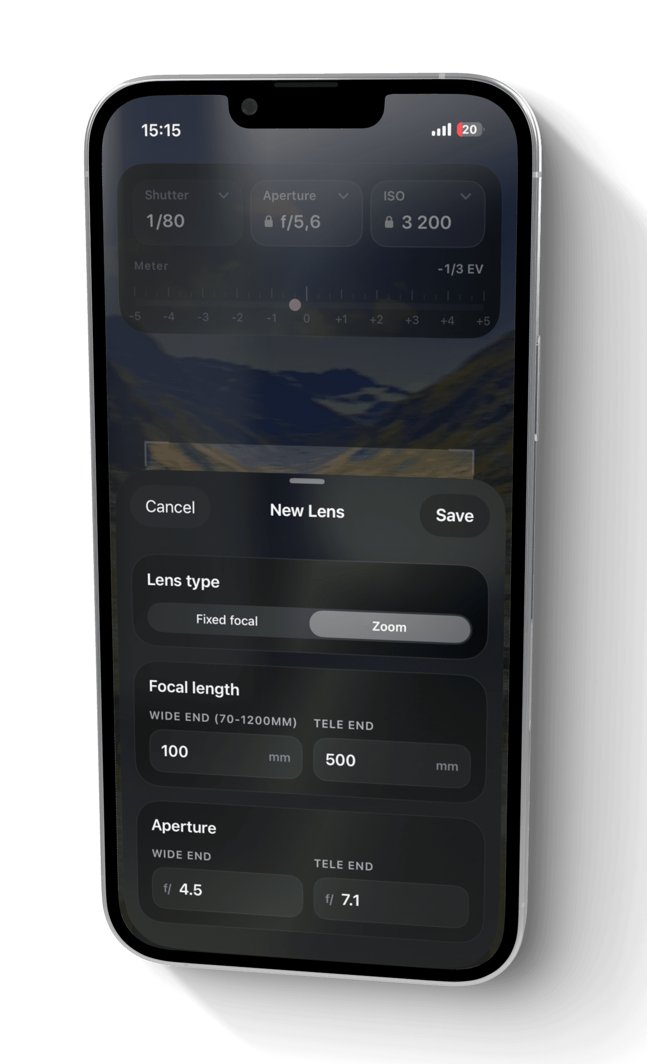 LensReach showing a form for adding a custom lens.